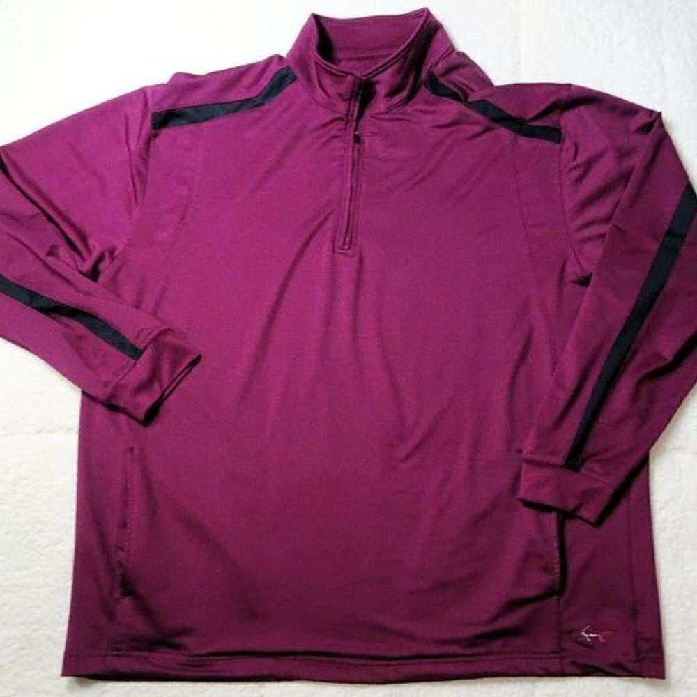 Greg Norman Quarter Zip Burgundy w/ Black Stripe XL